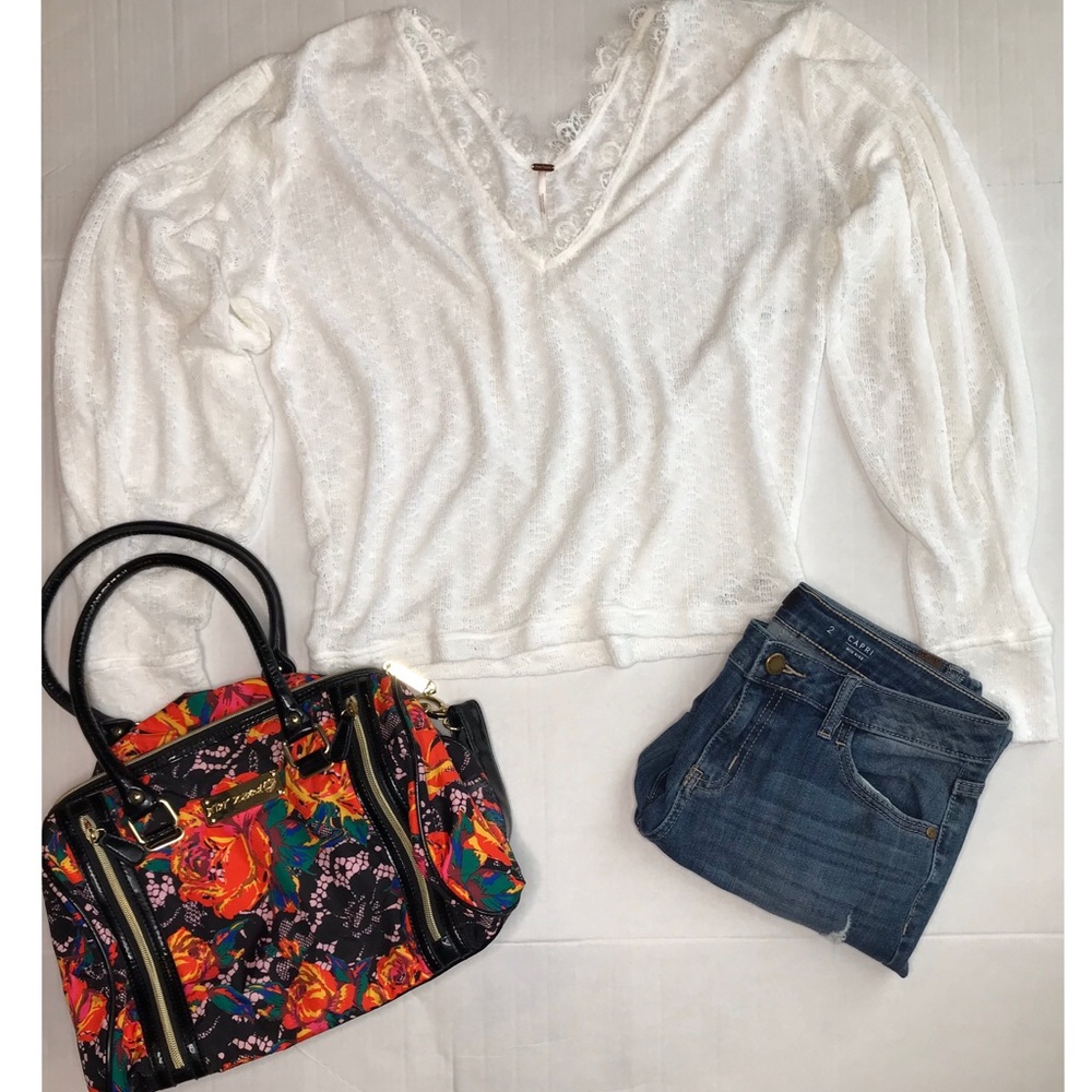 FREE PEOPLE Dream Girl Pointelle Top Nwt - Picture 2 of 8